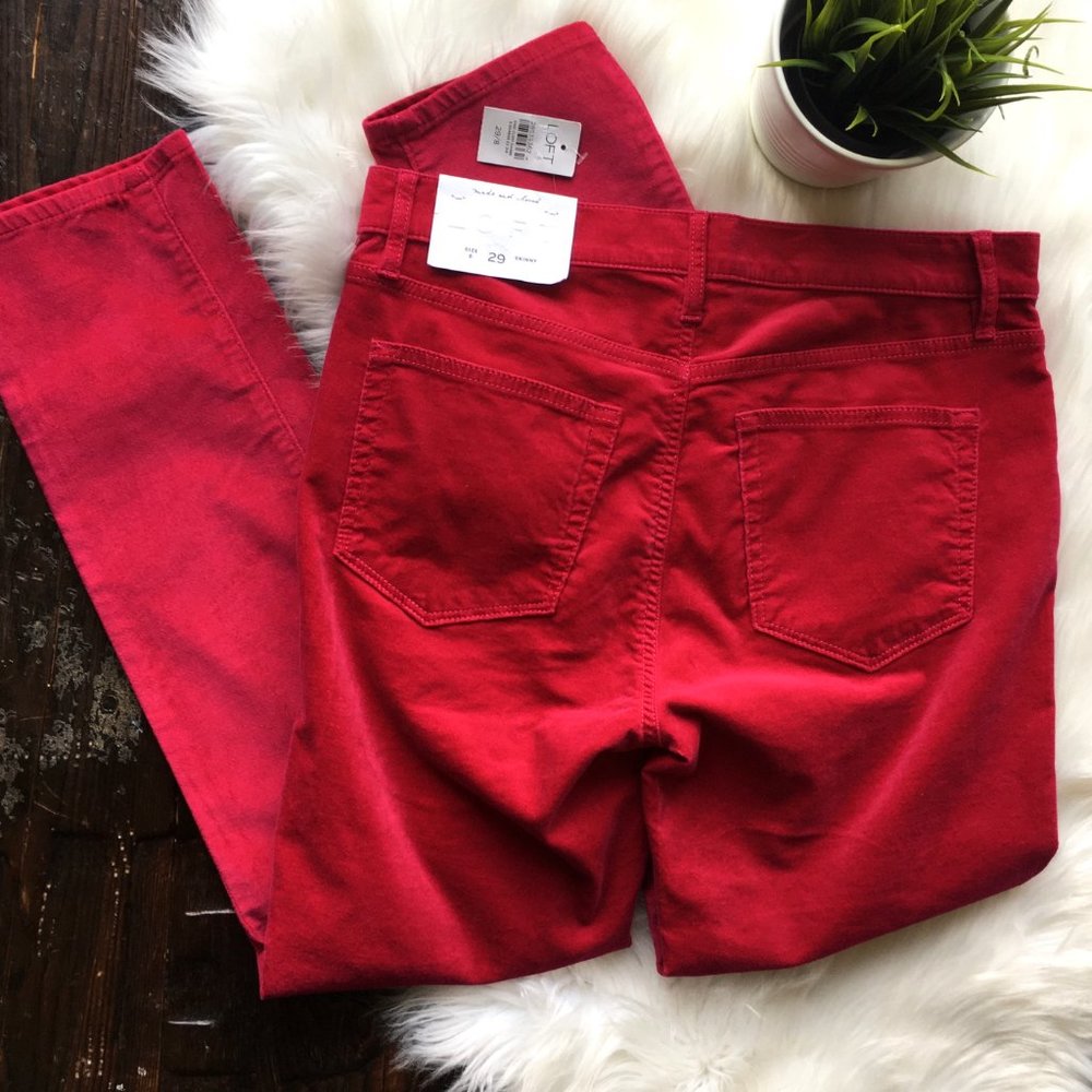 LOFT Magenta Kiss Velvet Skinny Pants 8 29 NWT NEW - Picture 6 of 8